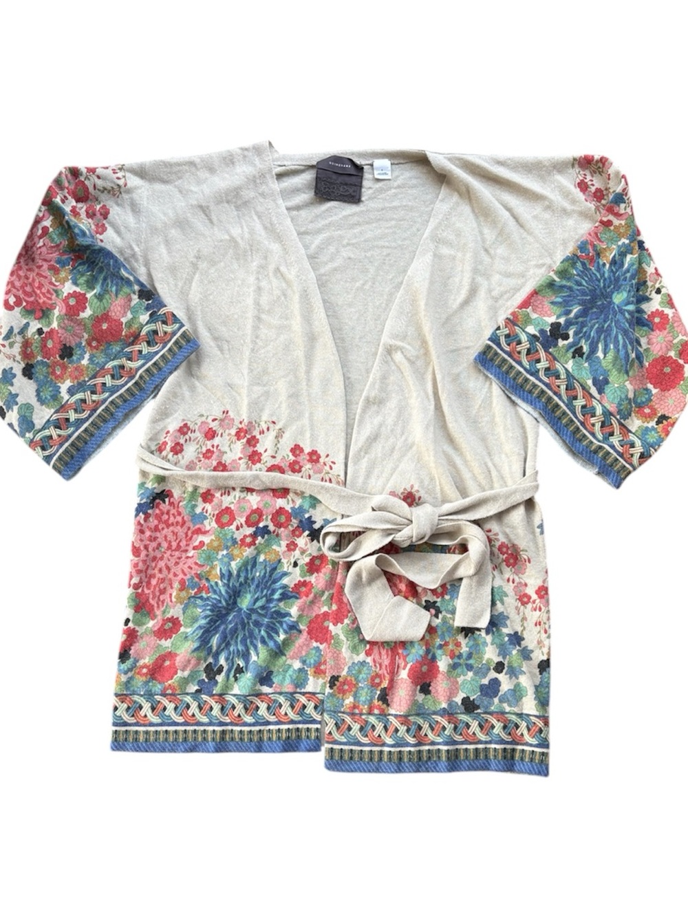 Anthropologie Guinevere Floral kimono cardigan Size Small Wool Blend